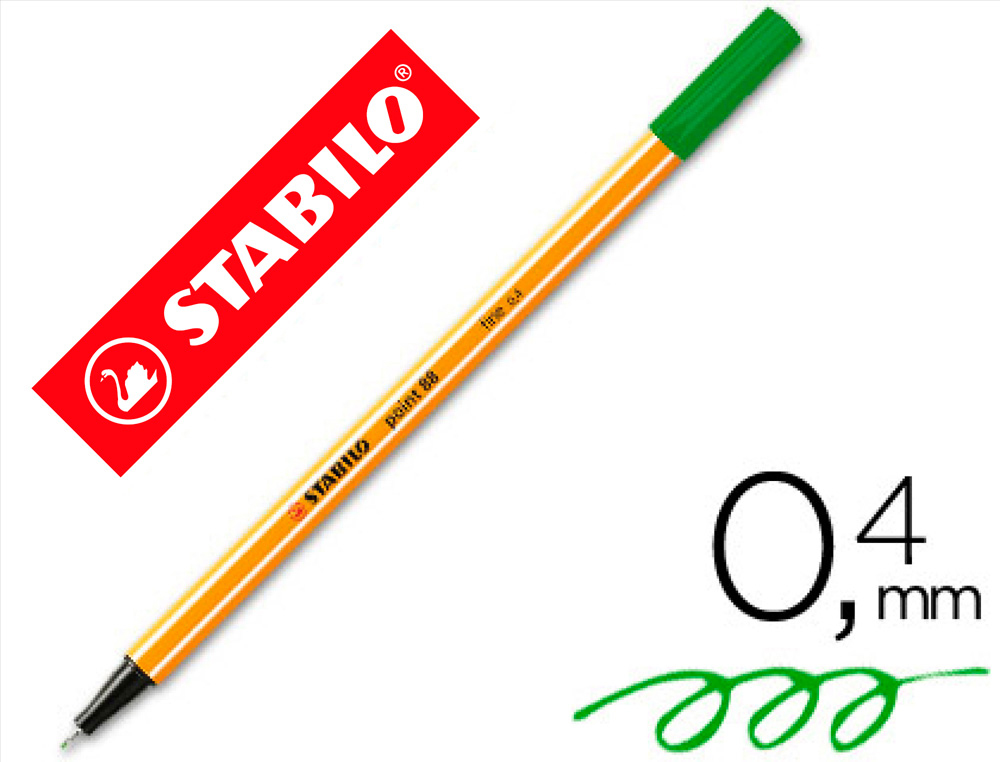 ROTULADOR STABILO PUNTA DE FIB RA POINT 88 VERDE MANZANA PUNTA FINA 0,4MM