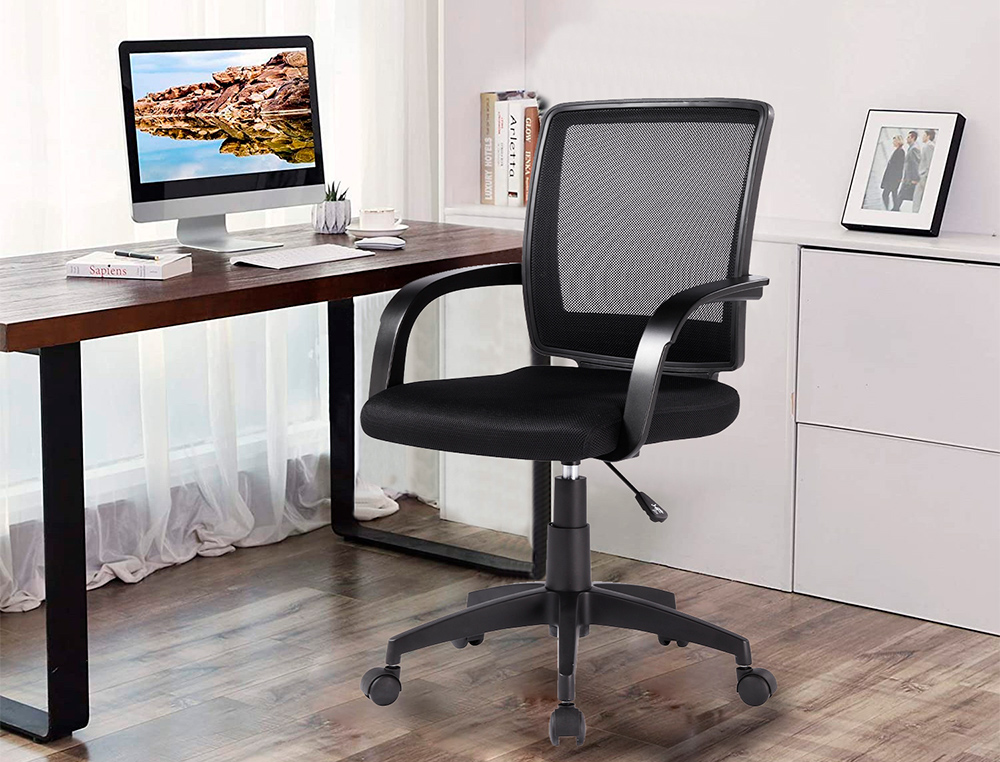 SILLA GIRATORIA Q-CONNECT RESPALDO MEDIO REGULABLE EN ALTURA 900+100X560X570 MM COLOR NEGRO