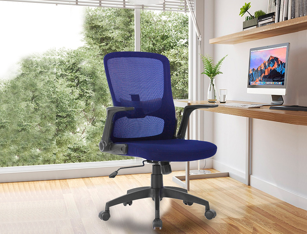 SILLA GIRATORIA Q-CONNECT BASE METAL REGULABLE EN ALTURA 910+75MM ALTO 610MM ANCHO 550MM PROFUNDIDAD AZUL