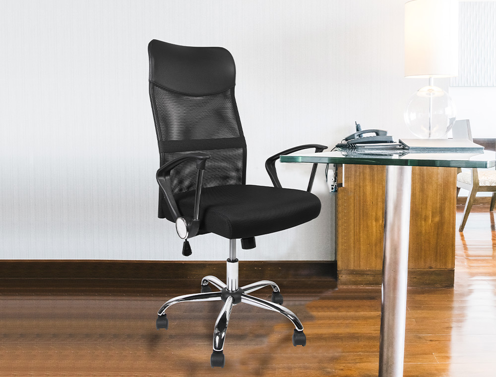 SILLA DE DIRECCION Q-CONNECT BASE METAL RESPALDO ALTO REGULABLE EN ALTURA 1110+100MM ALTO PIEL Y MALLA