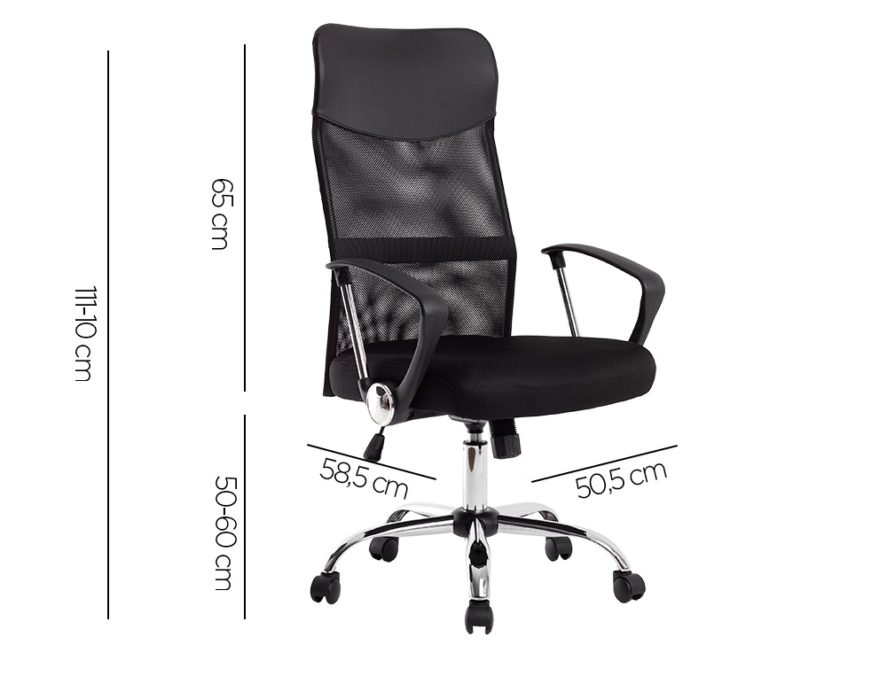 SILLA DE DIRECCION Q-CONNECT BASE METAL RESPALDO ALTO REGULABLE EN ALTURA 1110+100MM ALTO PIEL Y MALLA