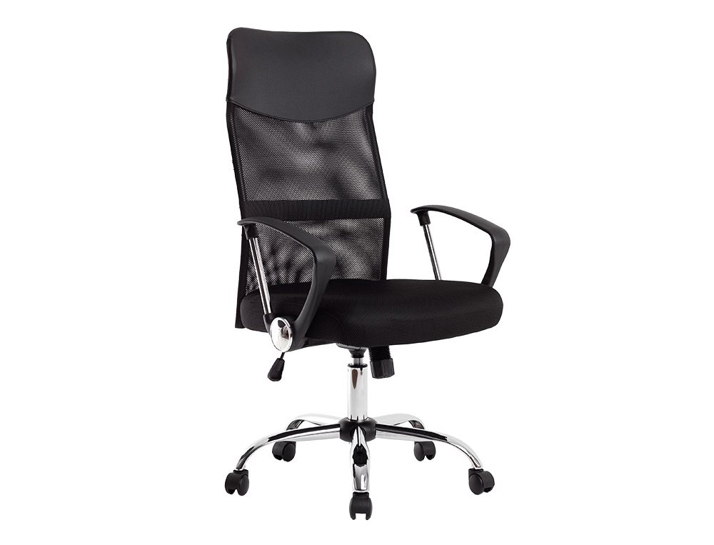 SILLA DE DIRECCION Q-CONNECT BASE METAL RESPALDO ALTO REGULABLE EN ALTURA 1110+100MM ALTO PIEL Y MALLA