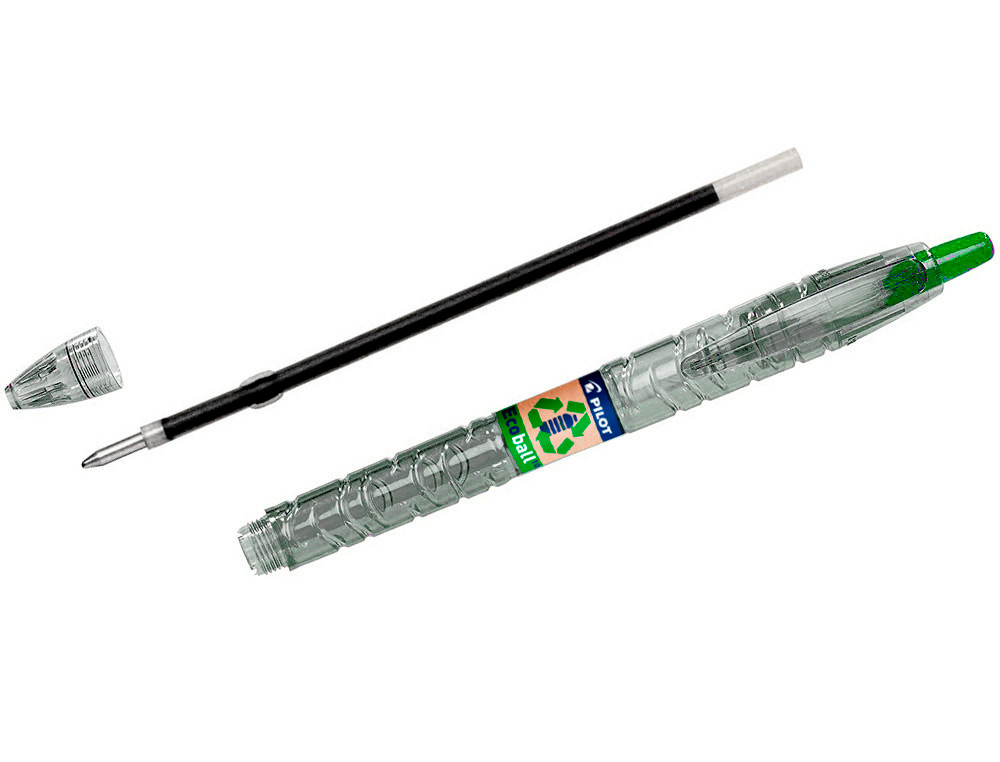 BOLIGRAFO PILOT ECOBALL PLASTICO RECICLADO TINTA ACEITE PUNTA DE BOLA 1 MM COLOR VERDE