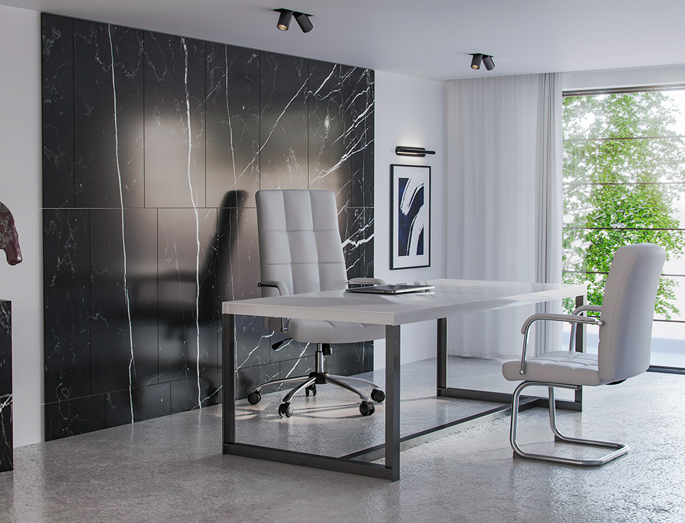 SILLA Q-CONNECT ESCRITORIO PIA VE SIMIL PIEL BASE METALICA ALT MAX 1050 ANC 610 PROF 680 COLOR BLANCO