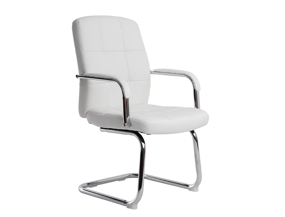 SILLA Q-CONNECT ESCRITORIO PIA VE SIMIL PIEL BASE METALICA ALT MAX 1050 ANC 610 PROF 680 COLOR BLANCO