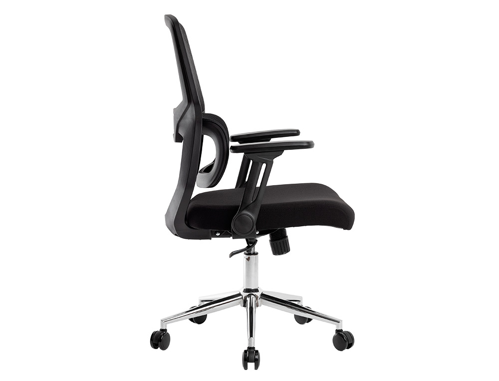 SILLA Q-CONNECT OFICINA LUCCA MALLA BASE METALICA ALT MAX 1090 ANC 700 PROF 650 RUEDAS PREMIUM COLOR NEGRO