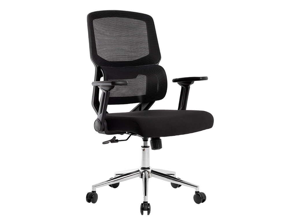 SILLA Q-CONNECT OFICINA LUCCA MALLA BASE METALICA ALT MAX 1090 ANC 700 PROF 650 RUEDAS PREMIUM COLOR NEGRO