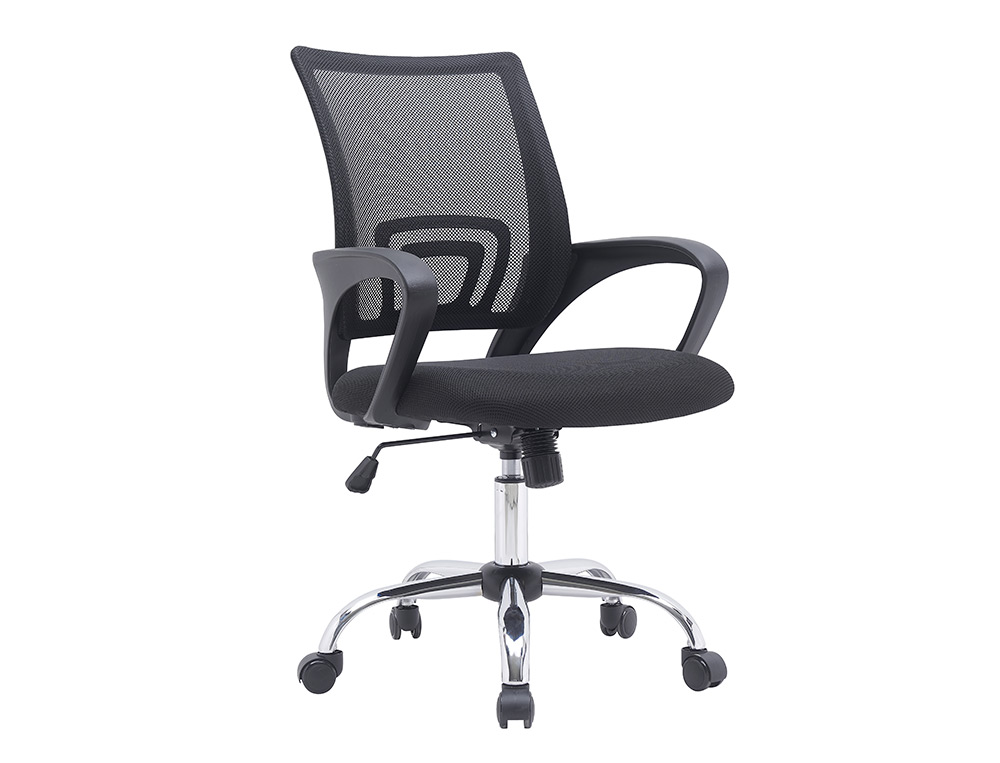 SILLA Q-CONNECT OFICINA SIENA MALLA BASE METALICA ALT MAX 1000 ANC 560 PROF 570 RUEDAS PREMIUM COLOR NEGRO
