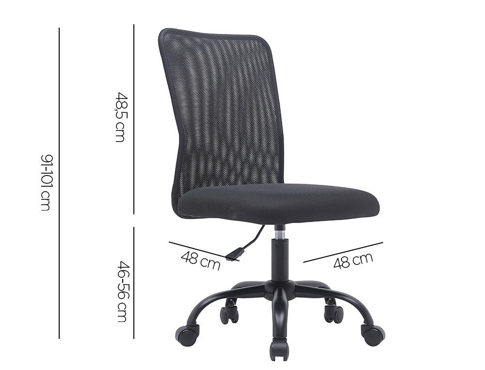 SILLA Q-CONNECT OFICINA PARMA MALLA SIN REPOSABRAZOS ALT MAX 990 ANC 480 PROF 590 COLOR NEGRO
