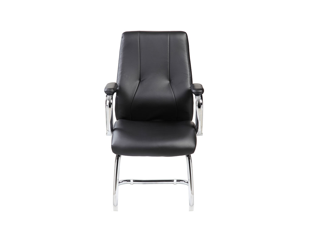 SILLA ROCADA CONFIDENTE BRAZOS FIJOS ESTRUCTURA CROMADA ASIENTO Y RESPALDO TAPIZADO SIMILPIEL NEGRO
