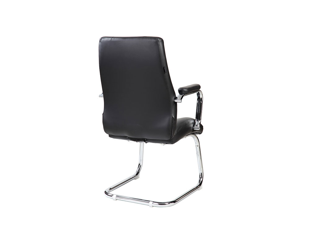 SILLA ROCADA CONFIDENTE BRAZOS FIJOS ESTRUCTURA CROMADA ASIENTO Y RESPALDO TAPIZADO SIMILPIEL NEGRO