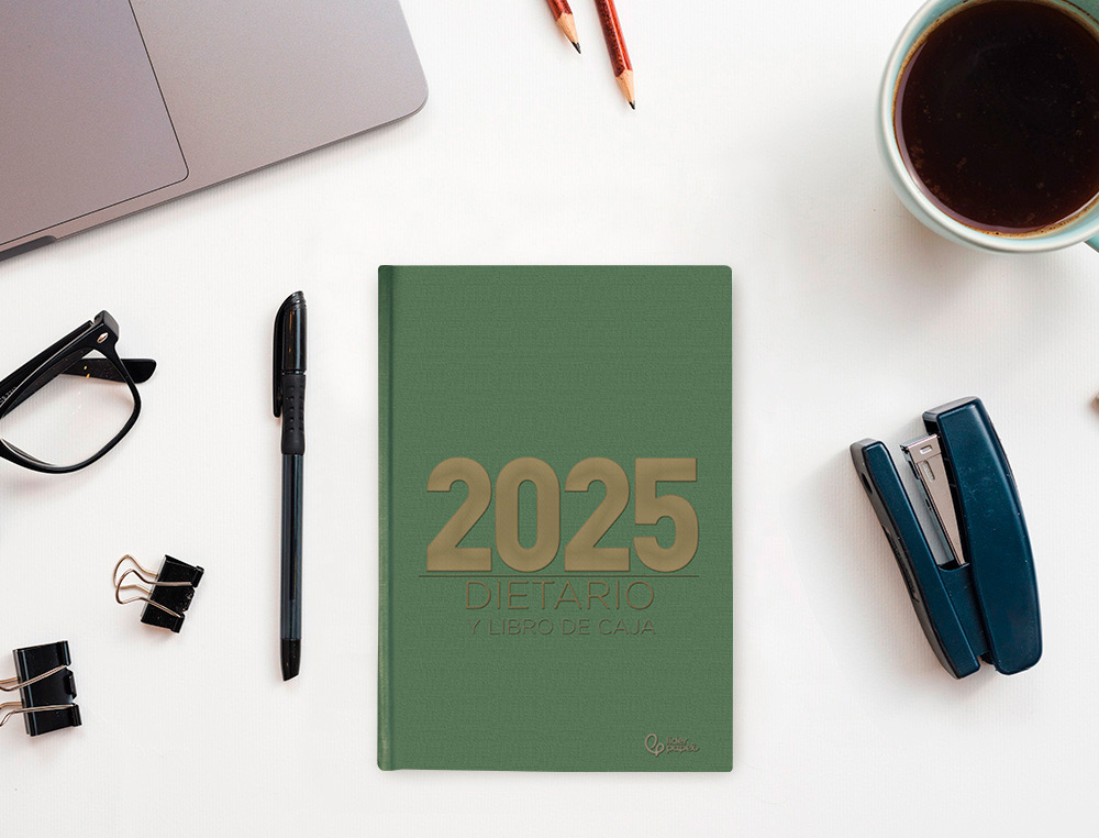 DIETARIO LIDERPAPEL 2025 CUARTO 15X21,5 CM COLOR VERDE PAPEL 70 GR