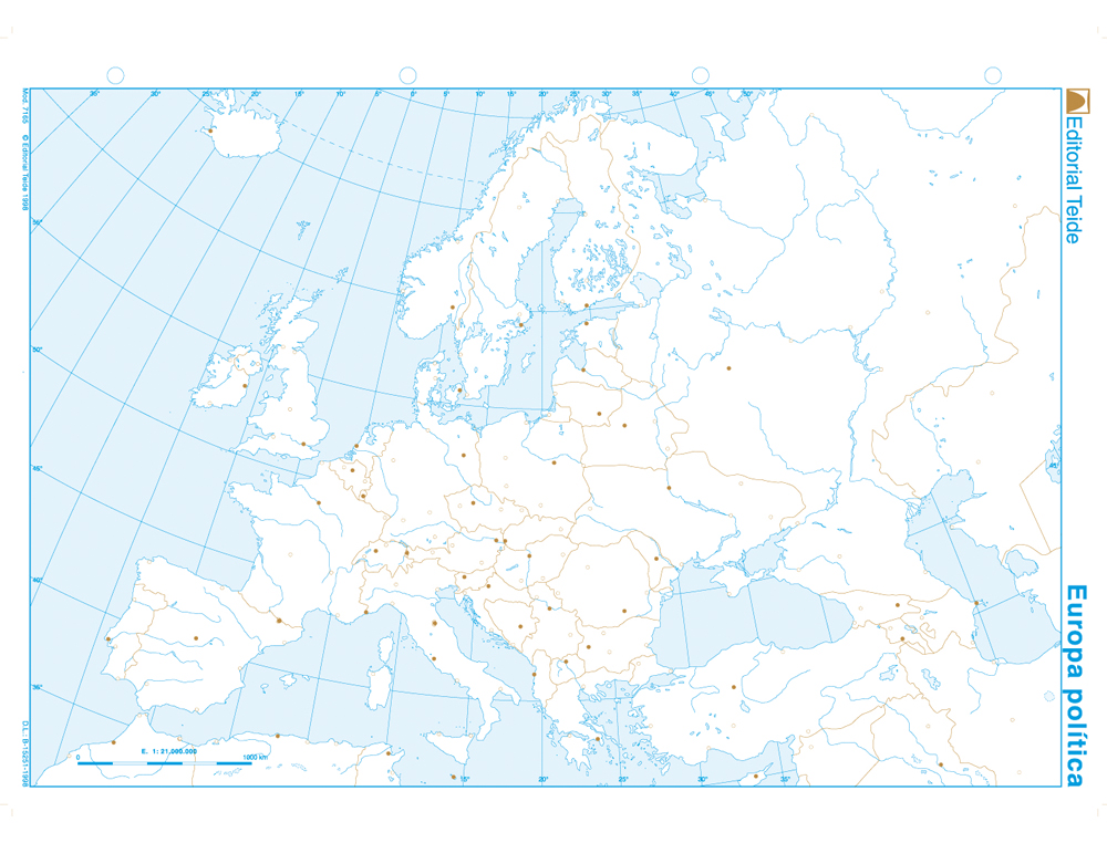 MAPA MUDO B/N DIN A4 EUROPA POLITICO
