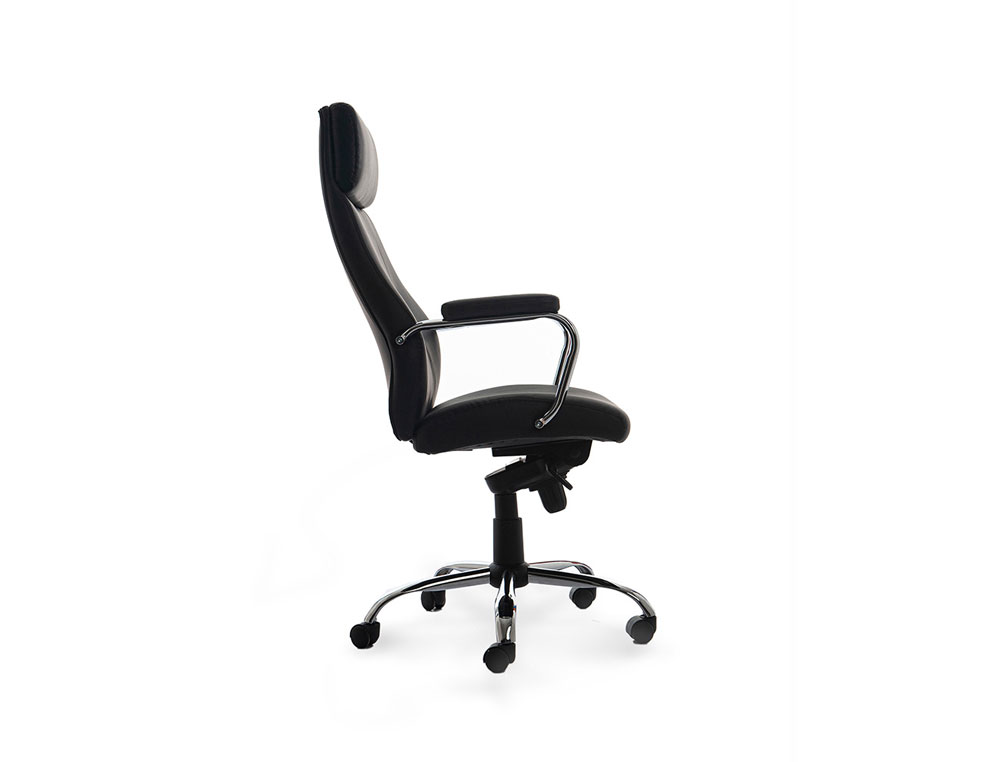 SILLA ROCADA DIRECCION SIMIL PIEL CON BRAZOS METALICOS SISTEMA BASCULANTE 1180X530 MM
