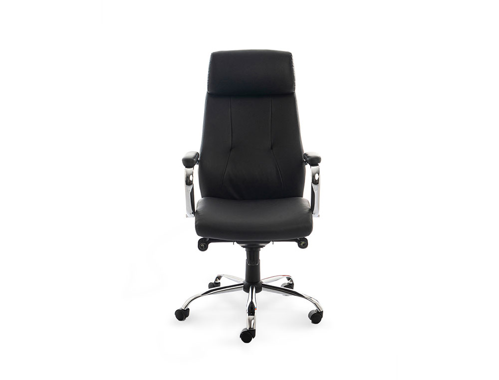 SILLA ROCADA DIRECCION SIMIL PIEL CON BRAZOS METALICOS SISTEMA BASCULANTE 1180X530 MM