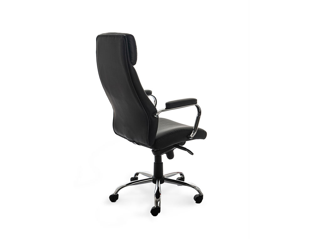 SILLA ROCADA DIRECCION SIMIL PIEL CON BRAZOS METALICOS SISTEMA BASCULANTE 1180X530 MM