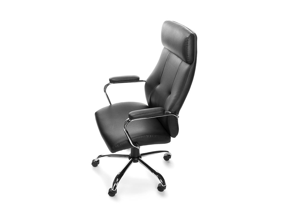 SILLA ROCADA DIRECCION SIMIL PIEL CON BRAZOS METALICOS SISTEMA BASCULANTE 1180X530 MM