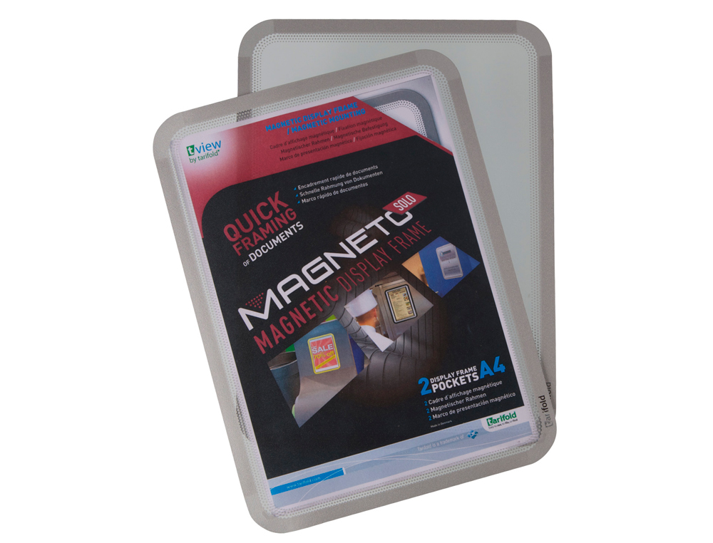MARCO PORTA ANUNCIOS DJOIS MAGNETO DIN A4 CON 4 BANDAS MAGNETICAS EN EL DORSO COLOR PLATA PACK DE 2 UNIDADES