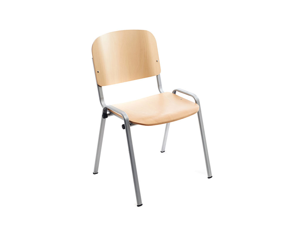 SILLA ROCADA CONFIDENTE ESTRUCTURA METALICA ASIENTO Y RESPALDO MADERA NATURAL 570X410X810 MM