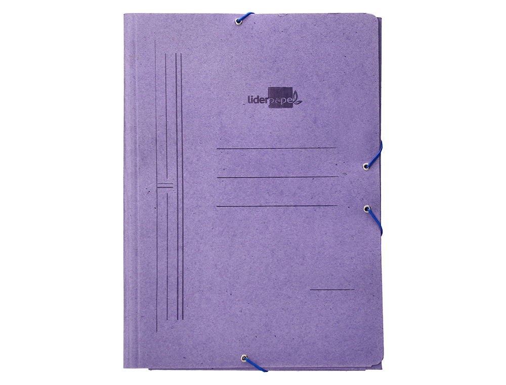 CARPETA LIDERPAPEL GOMAS TRES SOLAPAS CARTON COMPACTO FOLIO COLOR AZUL