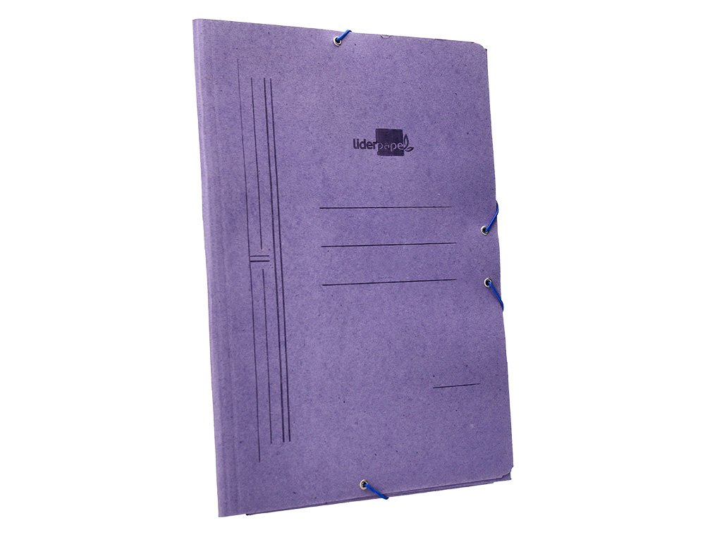 CARPETA LIDERPAPEL GOMAS TRES SOLAPAS CARTON COMPACTO FOLIO COLOR AZUL