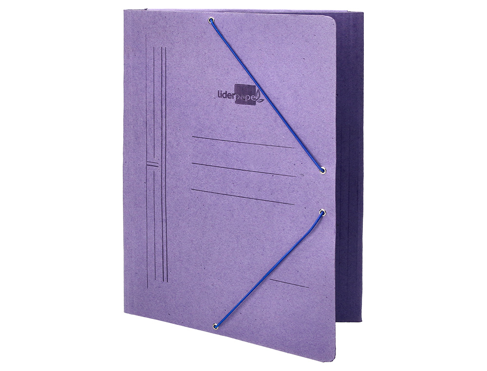 CARPETA LIDERPAPEL GOMAS TRES SOLAPAS CARTON COMPACTO FOLIO COLOR AZUL