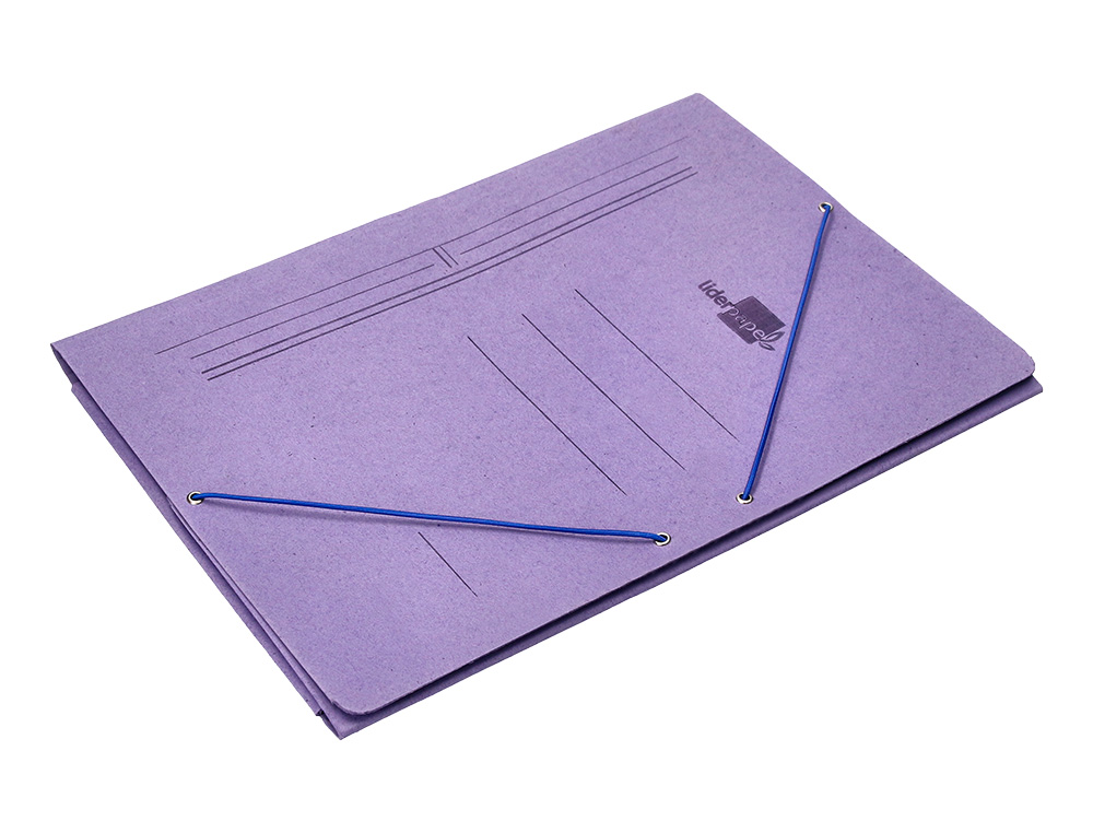 CARPETA LIDERPAPEL GOMAS TRES SOLAPAS CARTON COMPACTO FOLIO COLOR AZUL