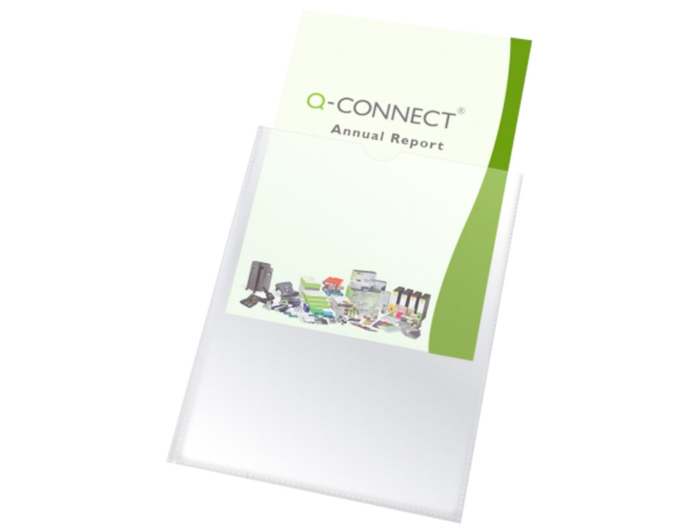 FUNDA PORTADOCUMENTO Q-CONNECT DIN A6 150 MICRAS PVC TRANSPARENTE CON UERO 105X148 MM