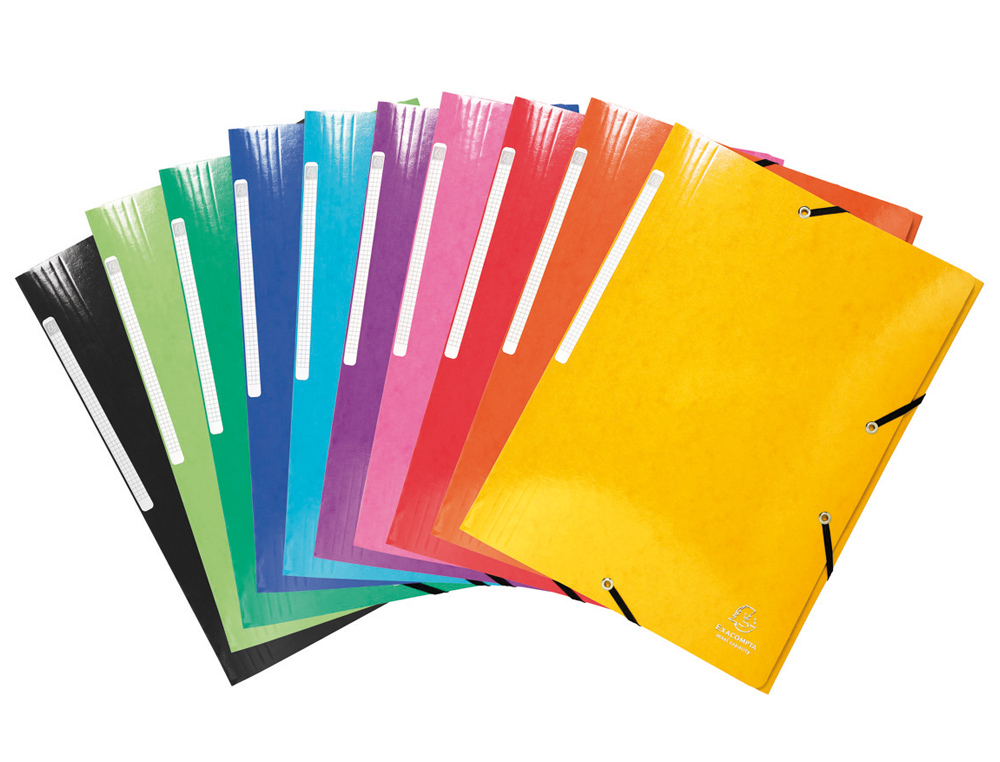 CARPETA EXACOMPTA GOMAS CARTON SIMIL-PRESPAN TRES SOLAPAS DIN A4+ COLORES SURTIDOS